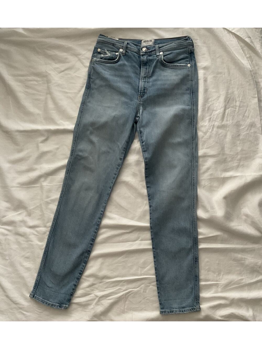 AGOLDE Women’s Skinny Jeans Blue Medium Wash Cotton Denim Slim Fit 5-Pocket